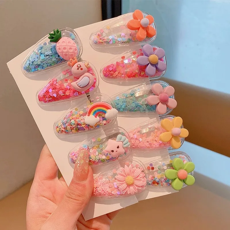 

5 шт. детские заколки для волос летние милые Мультяшные фрукты фото Детские боковые разбитые заколки для волос маленькая девочка милые головные уборы