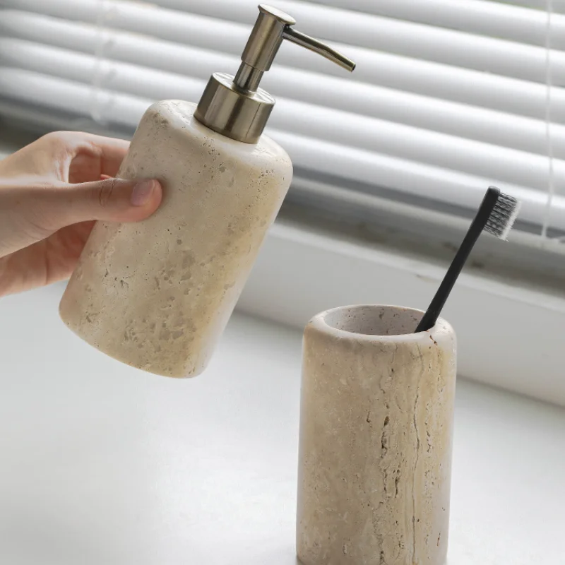 ノルディック大理石バスルームアクセサリーセット、石鹸ディスペンサー、大理石石、歯ブラシホルダー、ローションボトル、シャンパン - AliExpress  15 バスルーム歯ブラシホルダーセット、セラミックチェックソープディスペンサーと歯ブラシホルダーセット、モダンなバスルームアクセサリーセッ