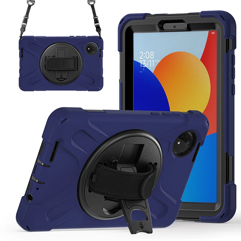 Durable 360° Rotating Tablet Case with Kickstand & Shoulder Strap