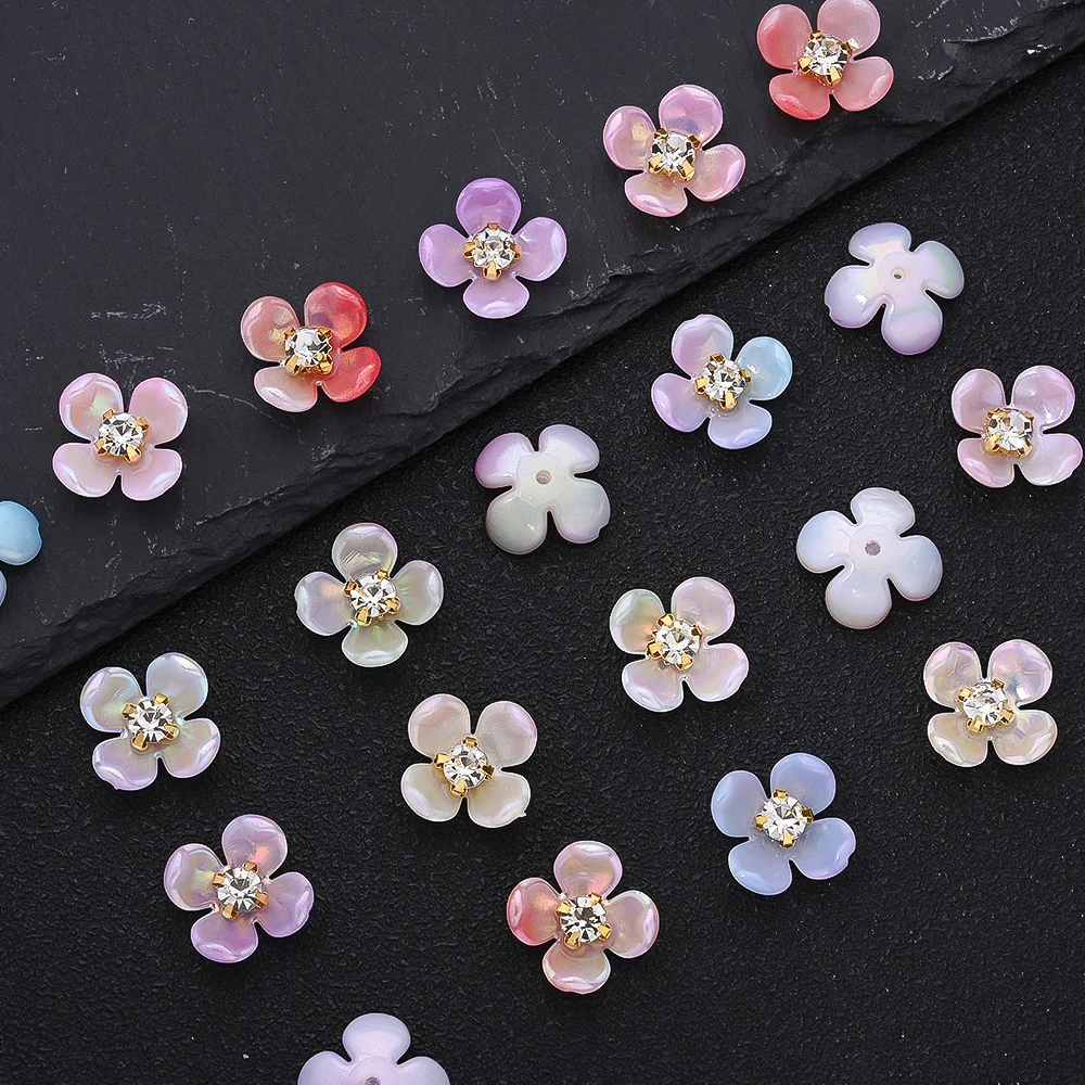 30 Stück Farbverlaufsblume Acryl Strass Patches für DIY Kopfschmuck Kostüm Brosche Hochzeit Handyhülle Dekoration Schmuckherstellung – Detail 3