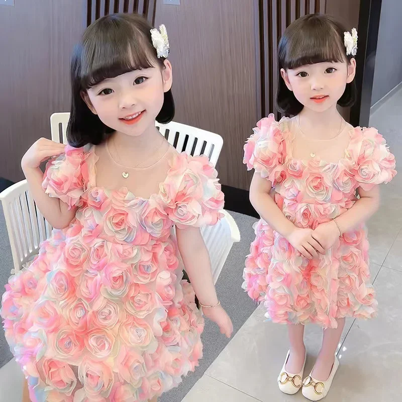 

Girl Dress Kids Baby Party Birthday Evening Gown 2023 Floral Spring Summer Cotton Plus Size Flower Girl Dress Children Clothing