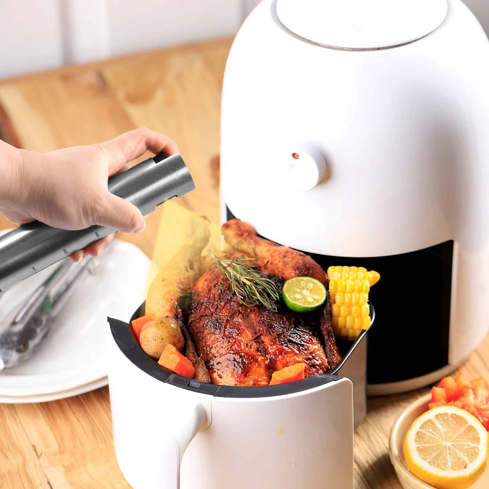 4pcs Spray Oil Bottle Olive Oil Dispenser Air Fryer Spritzer Kitchen BBQ Cooking Can Graduated Edible Sprayer Container