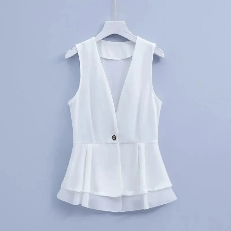 black chiffon vest top