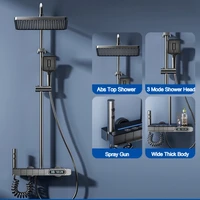 Luxury 4 Function Temperature Display Shower Set Wall Mount Piano Key Rainfall Hot Cold Shower Faucet Set For Bathroom 2