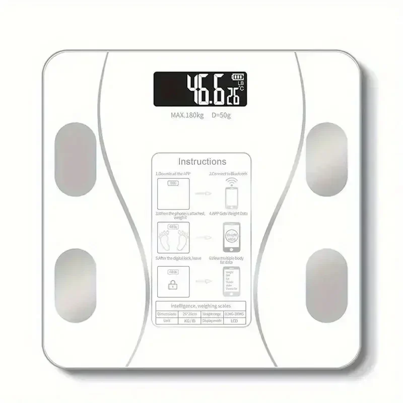 Intelligent Bluetooth Electronic Weighing Scale Percentage Wireless Digital Bathroom Scale 1pc Accurately Measures Body Fat. 4