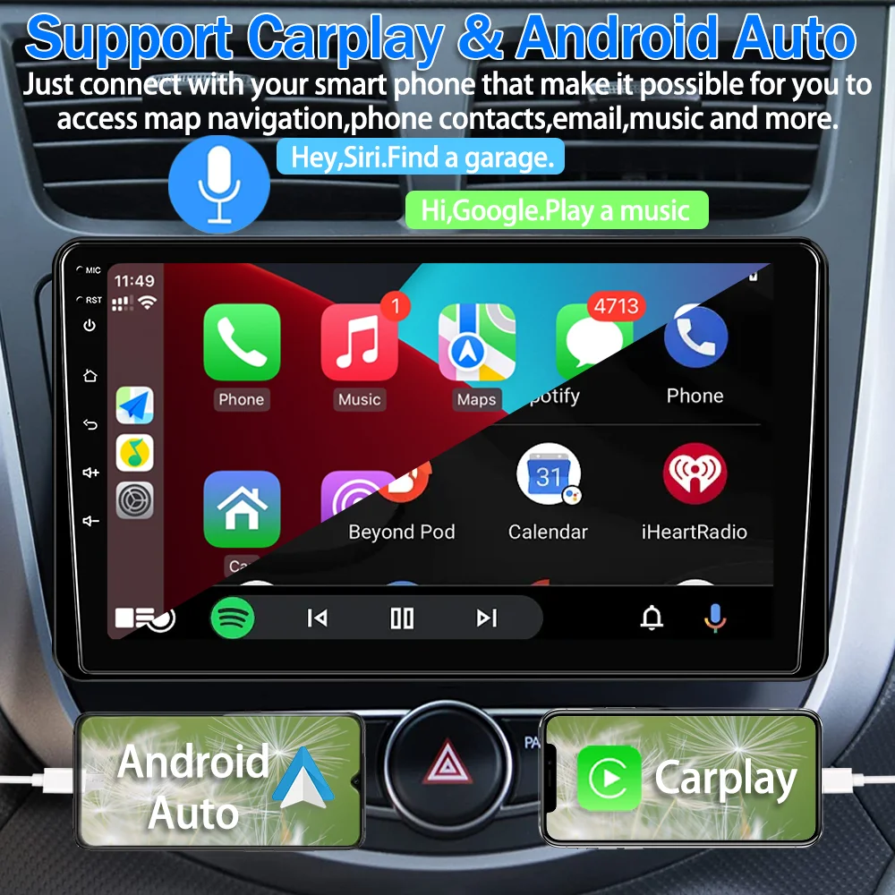 Apple Carplay 및 안드로이드 Auto가 포함된 9인치 자동차 스테레오 단일 Din 라디오, 백업 카메라가 포함된 터치스크린 블루투스 자동차 오디오