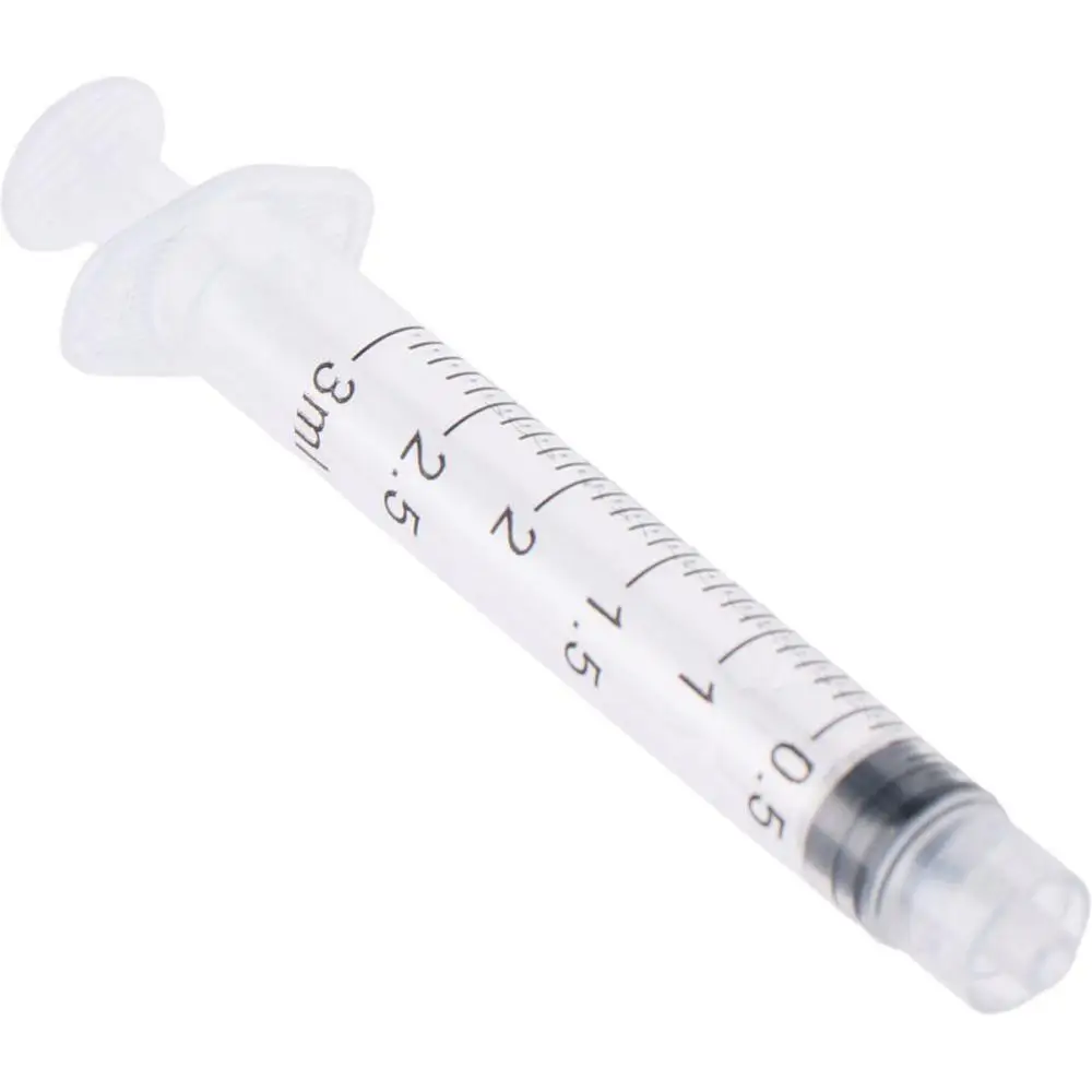 투명 루어 잠금 주사기, 스크류 보관 크림프 플라스틱 주사기, 3ml 주사기 샘플러, 접착제 주사기 및 액체, 1/100 개