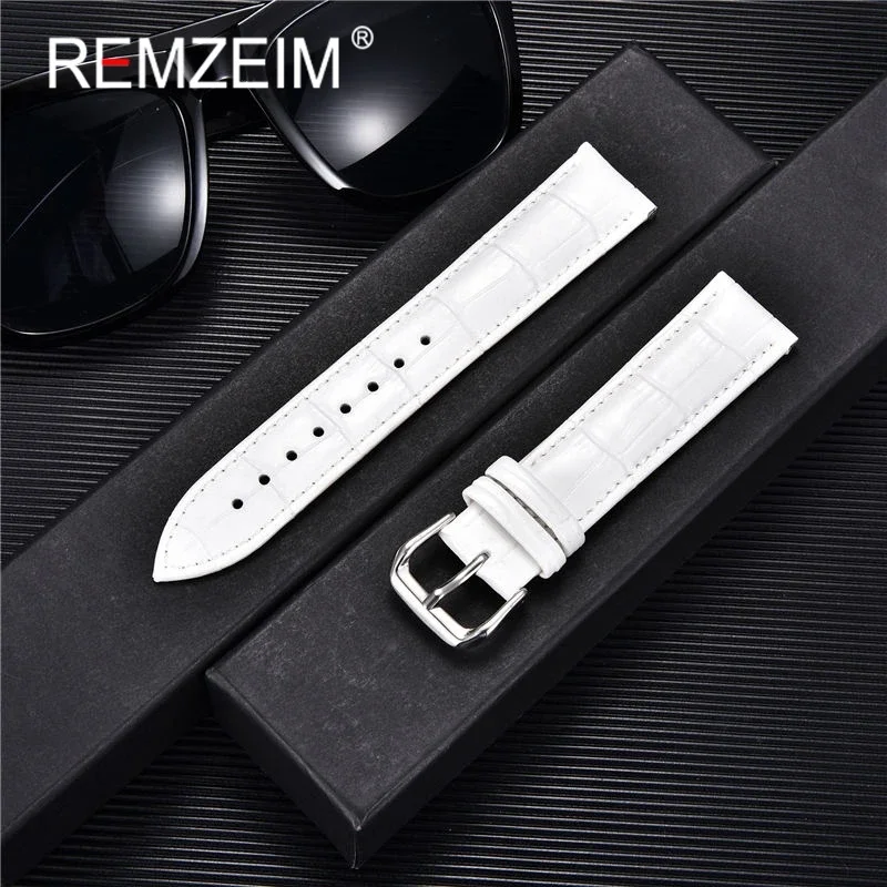 Premium Genuine Leather Watch Band Strap with Steel Pin Buckle and Tool Included