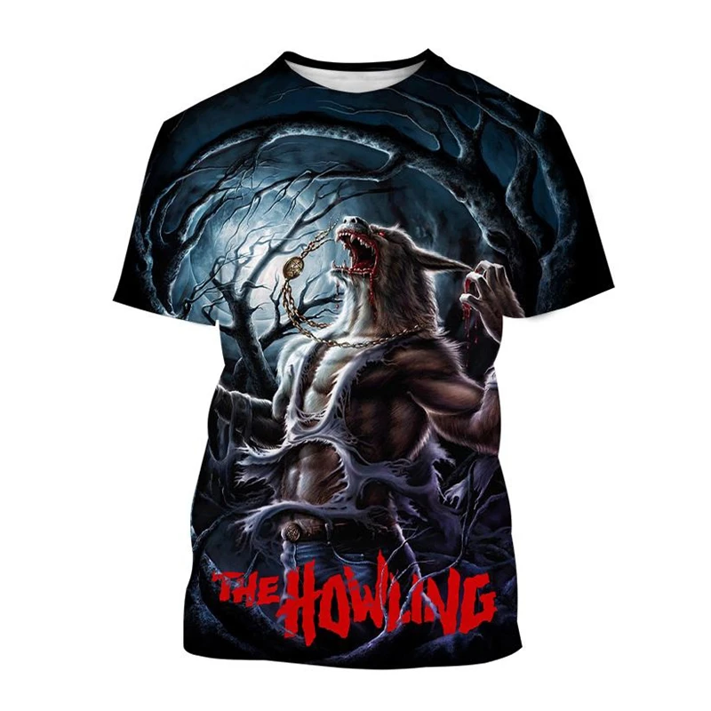 

Horror Movie The Howling 3D Printed T-shirt For Men Werewolf Round neck Short-sleeved Casual Street Oversized Tees Summer Top