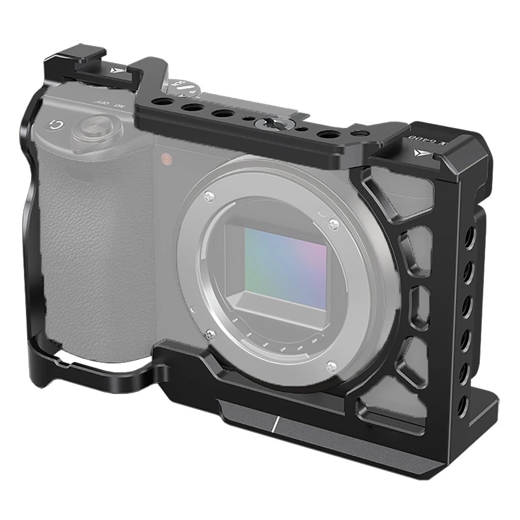 Aluminium Kamerakäfig Rig Kaltschuhhalterung 1/4 3/8 Schraubenlöcher für Sony A6500 A6400 A6300 A6000 Stabilisator Lichtverlängerungshalter – Detail 1