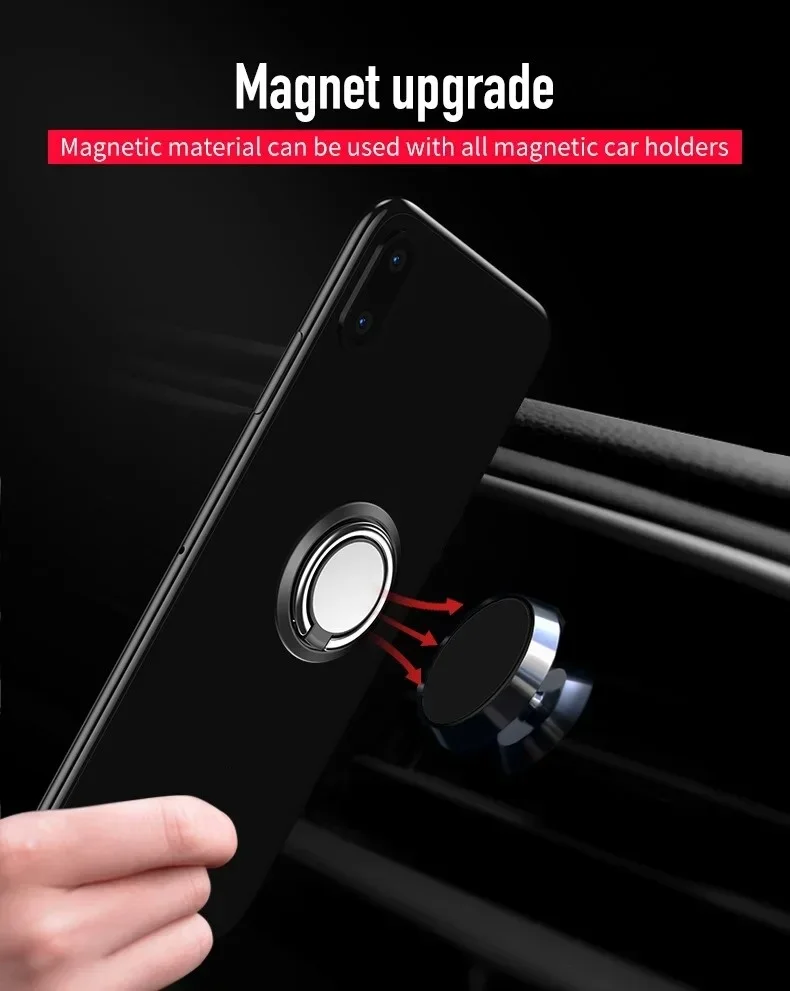 360 Degree Rotating Finger Ring Mobile Phone Holder for iPhone Samsung Huawei Redmi Universal Car Magnetic Mount Pad Metal Stand