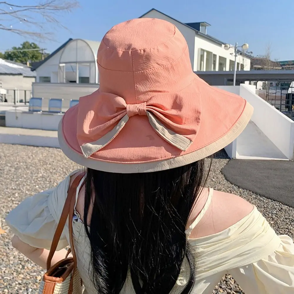

Visor Hat For Women Travel Summer Large Brim Beach Outdoor Bucket Hat Fisherman Hat Bowknot Sun Hat Women Cap