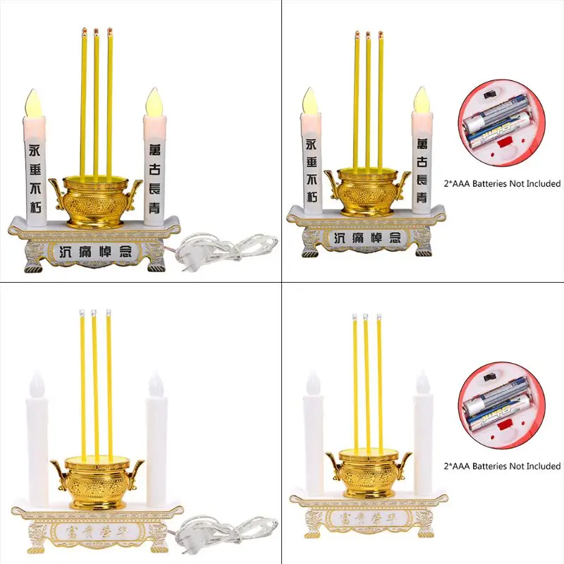 

Worship Lamp White Funeral Funeral Led Electronic Candle Holder Incense for Burn
