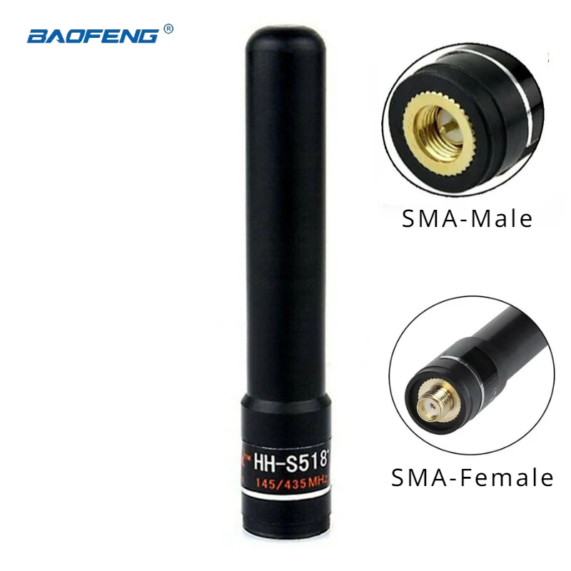 

Baofeng Accessory UV-5R UHF VHF 145/435MHz High Gain Antenna SMA-Male/Female Short Hand Antenna HH-S518+ Dual Band Two Way Radio