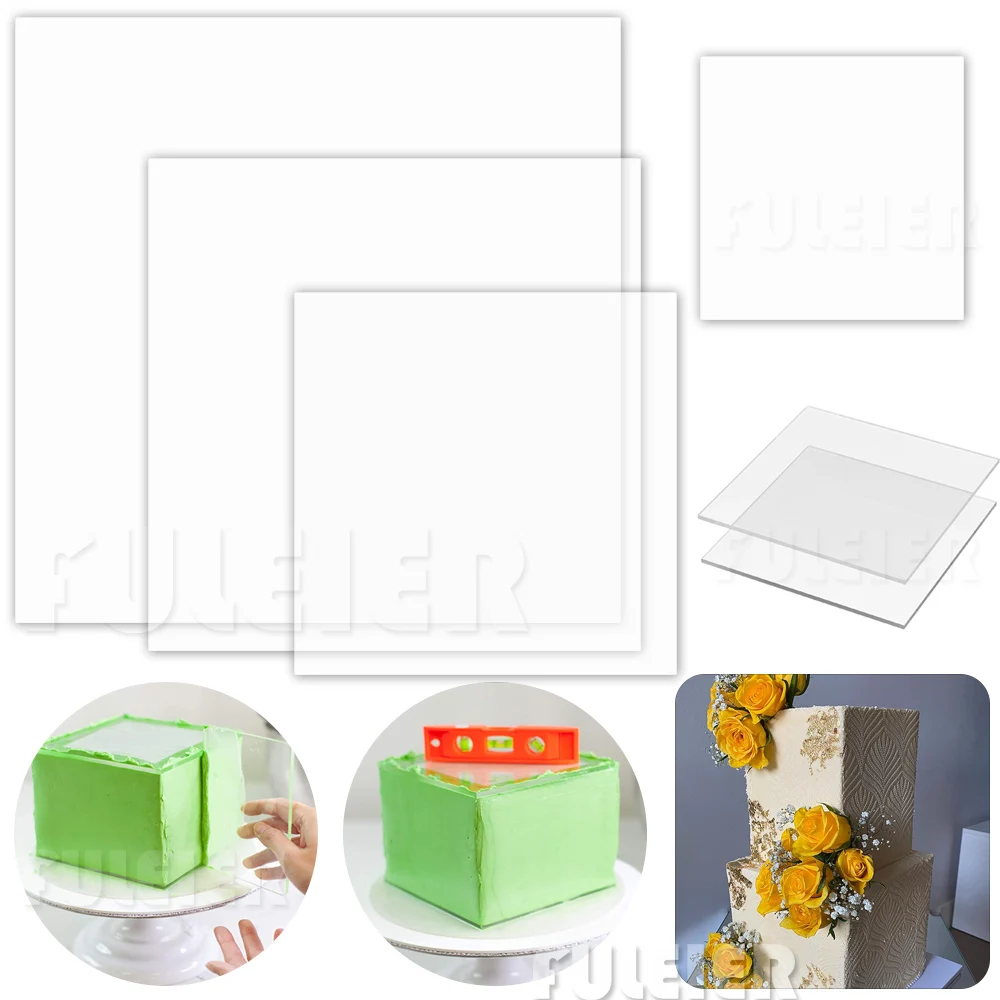 5/10/15/20/25cm 사각형 아크릴 케이크 디스크 DIY 아트 빈 보드 케이크 도구 트레이 스탠드 케이크 토퍼 장식 도구 베이킹 액세서리