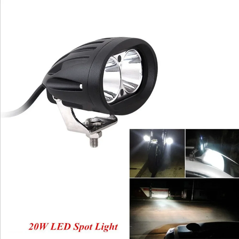 

1 PCS 20W Spot Light Spotlight Motorcycle LED Working Lights Motorcycle LED Headlights 6000K PMMA Lens