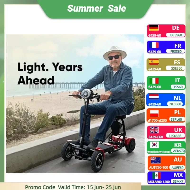 Electric Scooter Disabled Four Wheel Electric Scooters Dual Motor 250W Mobility Scooter Foldable Elderly electric scooter