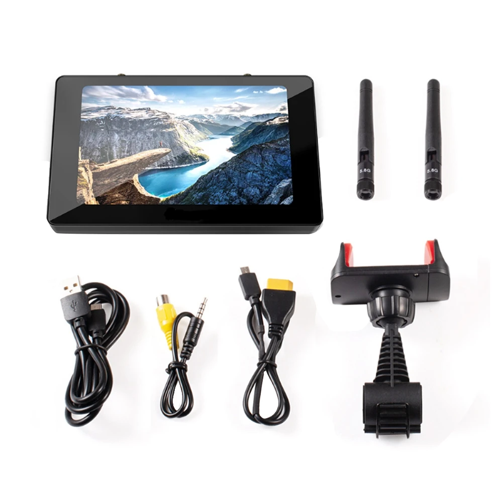 훌륭한 5 인치 FPV 모니터 RC 드론 라디오 컨트롤러 용 DVR 4000mAh FPV 드론 모니터가 장착 된 5.8G 40CH 다이버 시티 수신기