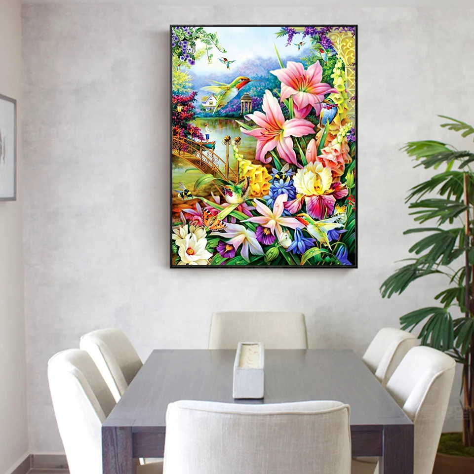 MomoArt 5D Diamond Mosaic Bird Diamond Painting Flower Picture Rhinestones Landscape Embroidery Garden s Home Decor