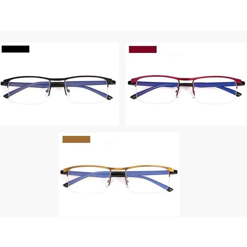 Progressive Multifocal Reading Glasses for Women and Men Anti-Blue Light Half Frame Bifocal Presbyopia Eyeglasses +100 To +400
