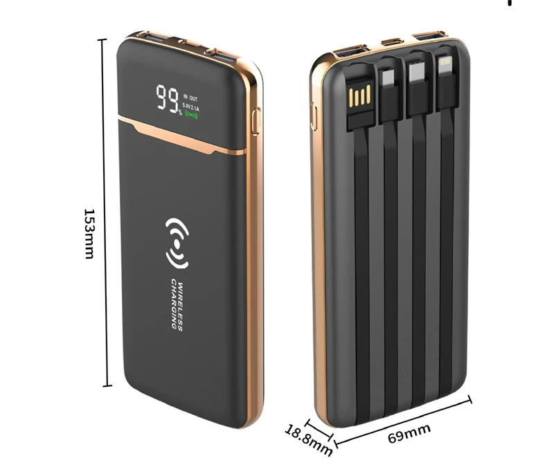 powerbank for phone Power Bank 20000mAh Qi Wireless Charger Powerbank Built in Cable for iPhone 13 12 pro 11 Samsung S21 S20 Huawei Xiaomi Poverbank anker powercore 20000