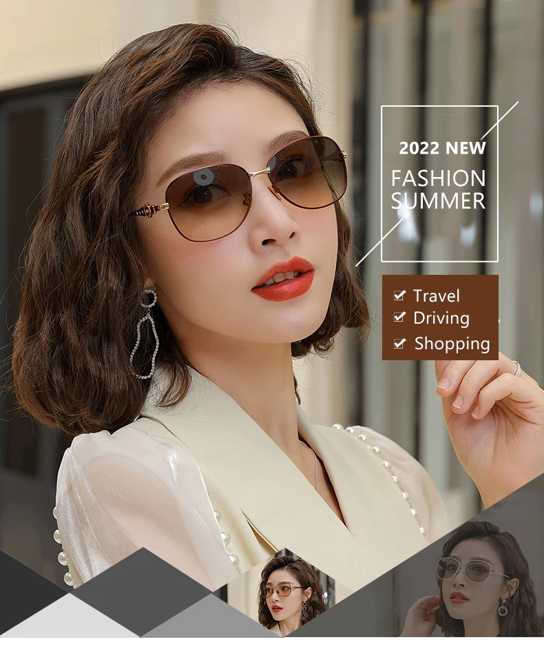 LIOUMO Neue Trend-Damen-Sonnenbrille, polarisiert, modisch, großer Rahmen, Diamant-Metallbrille, weibliche Farbverlaufsbrille, UV400, zonnebril dames – Detail 1