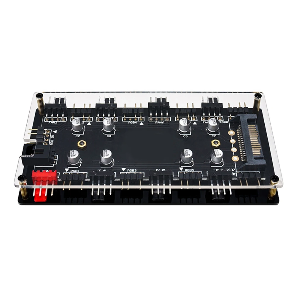 12V 4Pin/5V 3PIN Cooler Fan HUB Splitter Motherboard Sync ARGB/RGB PWM Fan Hub PC Speed Controller Adapter Case Fan Hub Adapter