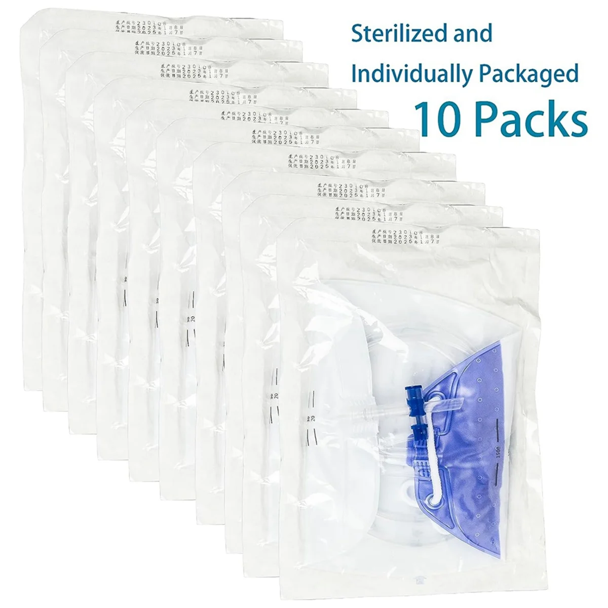 10 Pack Urinary Drainage Bags with 48In Tube Drainage Clips and Hanging Hook Urine Bags with Anti-Reflux Chamber 1500ML urinary drainage bags