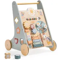 ROBOTIME ROBUD Wooden Baby Walker Baby Push Walker with Activity Center and Storage Montessori Walker Toy for Boys and Girls 4