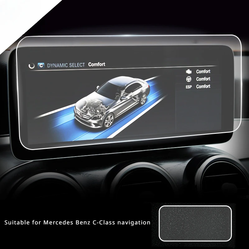 

For Mercedes Benz C-Class 19-21 Navigation Tempered Glass Screen Protective Film LCD Screen Anti-scratch Film Car Accessories