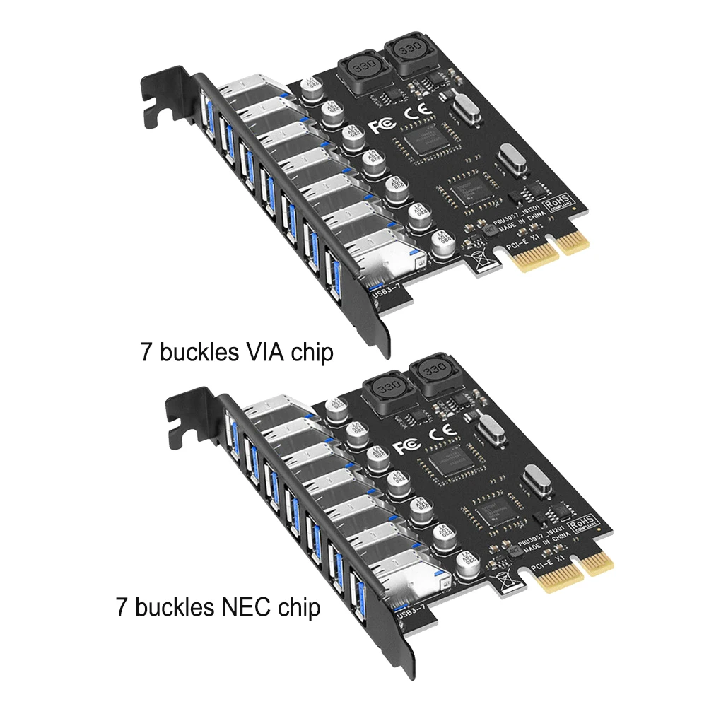 PCI-E 1 to USB 3 0 Expansion Card 7-ports Adapter Electrical PCIE PCI-E 1 to USB 3.0 Express Controller Expansion Card 7 Ports