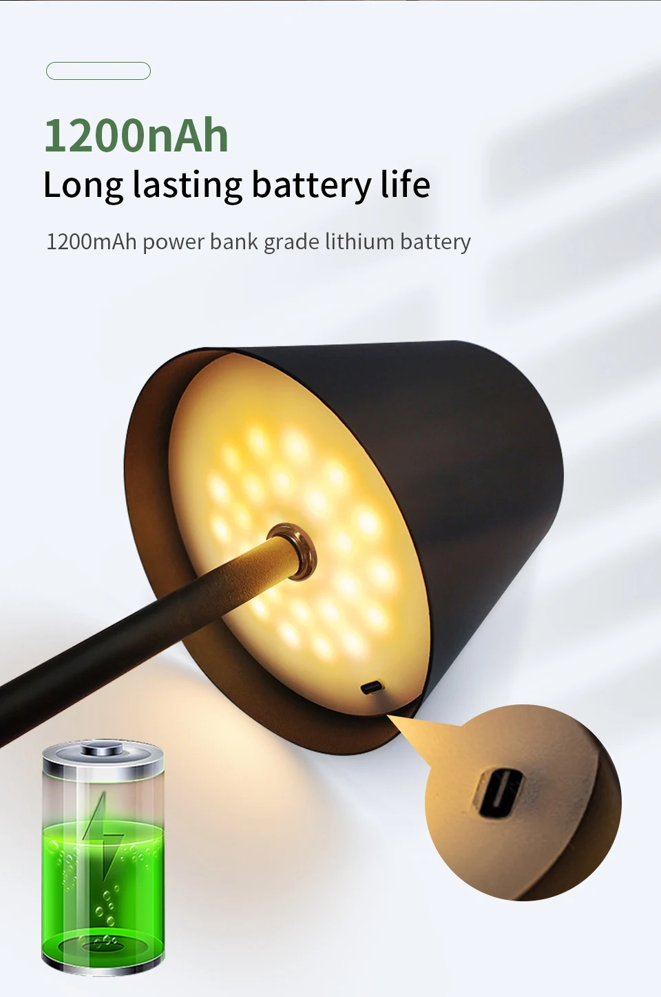 Touch Sensor Light LED Table Lamp Cordless Desk Light Rechargeable 3Color Bedside Creative Ambient Light Bar Outdoor Decor Light
