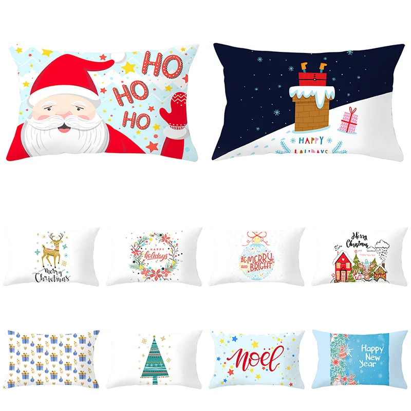 

30x50cm Christmas Waist Pillowcase Christmas Decor Cushion Cover Living Room Bedroom Sofa Pillowslip Xmas Rectangle Pillow Cover