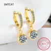 Real Sparkling 3.0 Ct D Moissanite Drop Hoop Earrings 100% 925 Silver Gold Plated 2.0ct Hanging Earring For Women Jewelry
