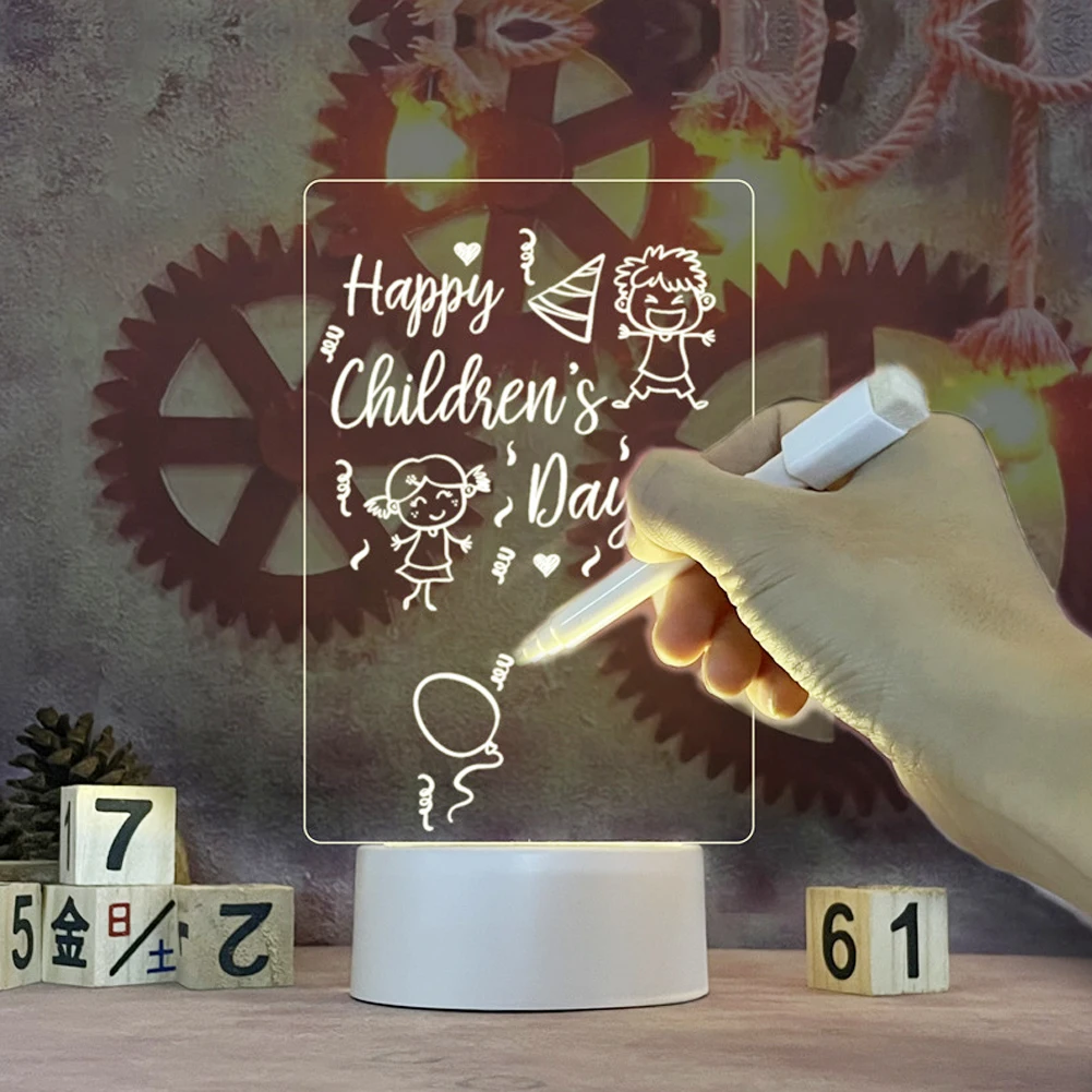 Desktop Note Board Creative Usb Led Night Light Message Board Nightlights With Pen Kid Girlfriend Birthday Gift Night Lamp Decor