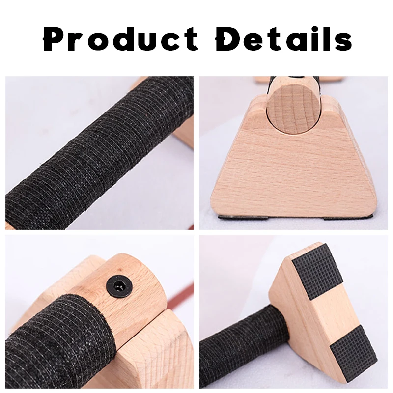 Beech Wood Calisthenics Bar Solid Wood Parallettes Push-Up Bar for Home Gym Floor Workouts Bodyweight Training