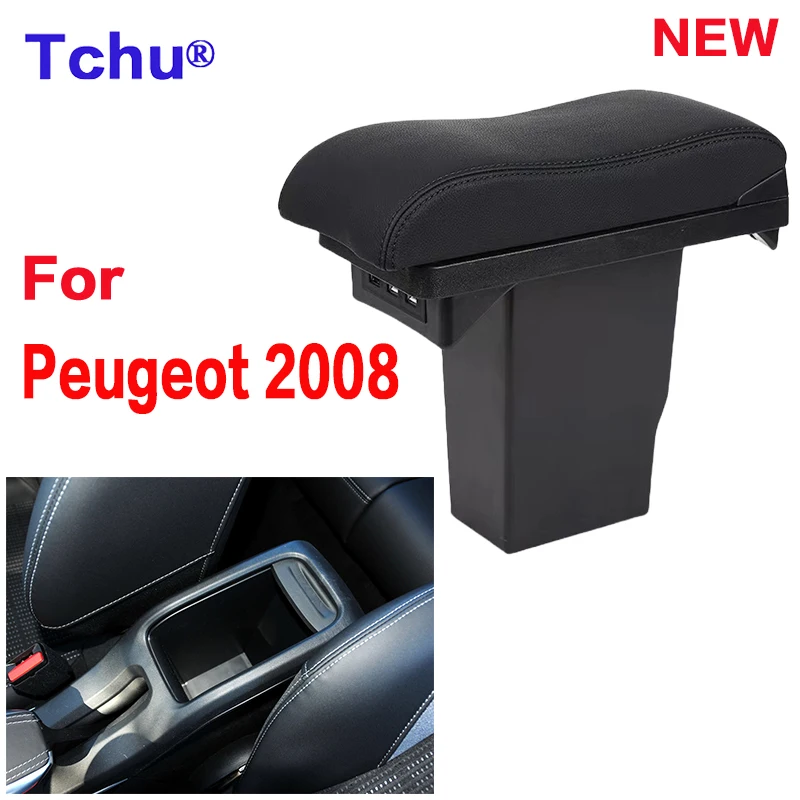 

For Peugeot 2008 Armrest box Retrofit parts car accessories special Car Armrest Arm USB Interior details Center Storage box