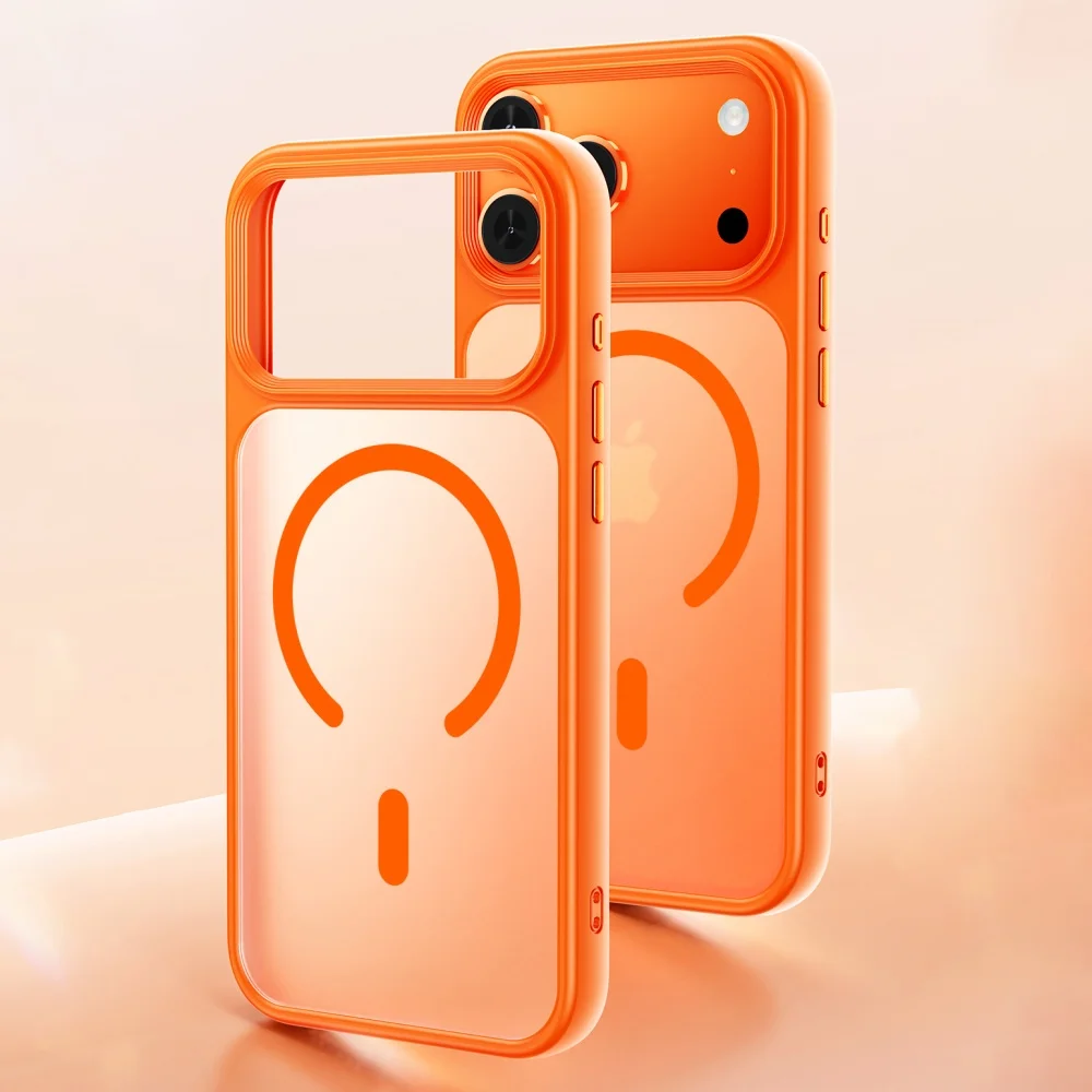 Magsafe-Compatible Shockproof Glossy Clear Armor Case with Magnetic Wireless Charging