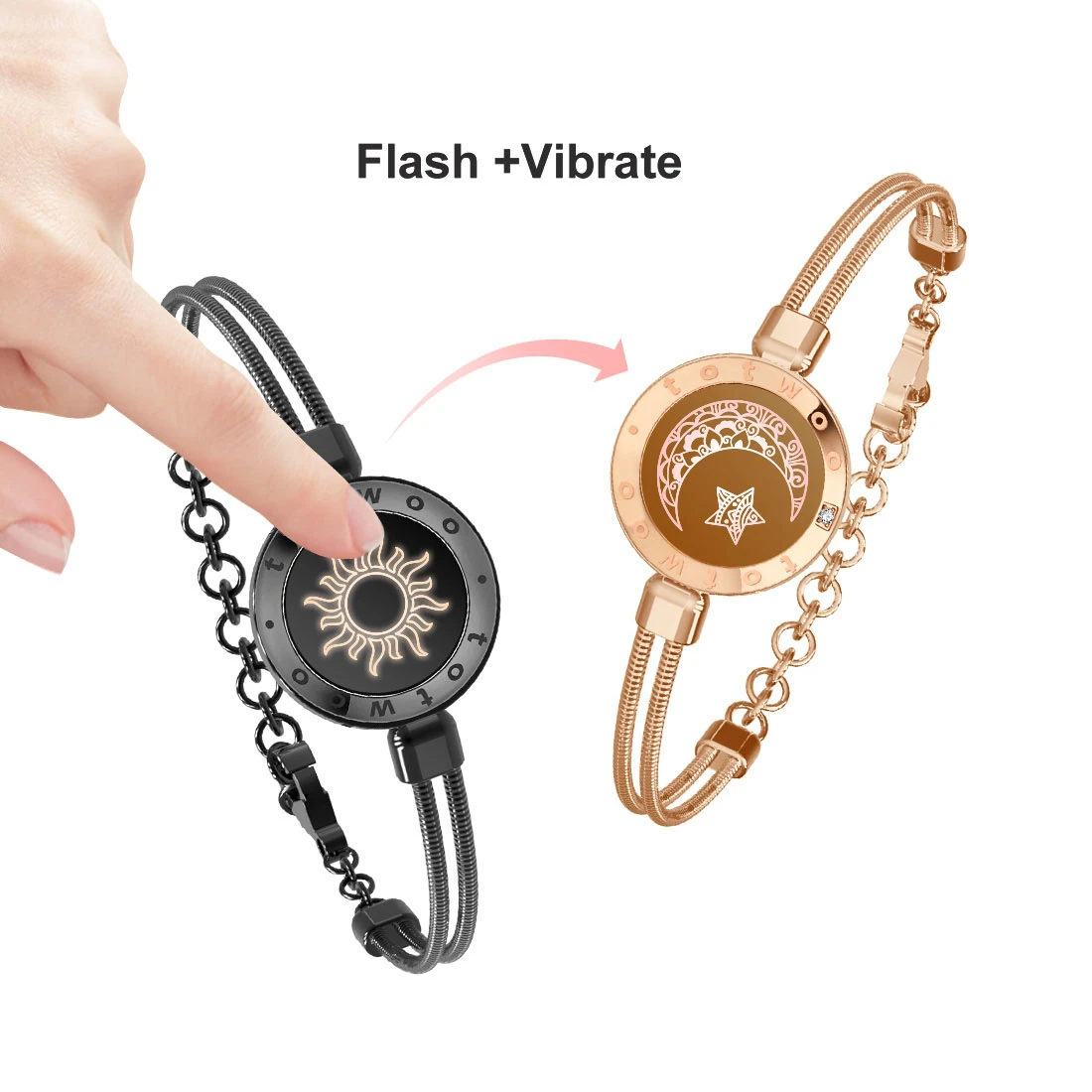 TOTWOO Long Distance Touch Light Up Vibrate Bracelets For Couples Long 