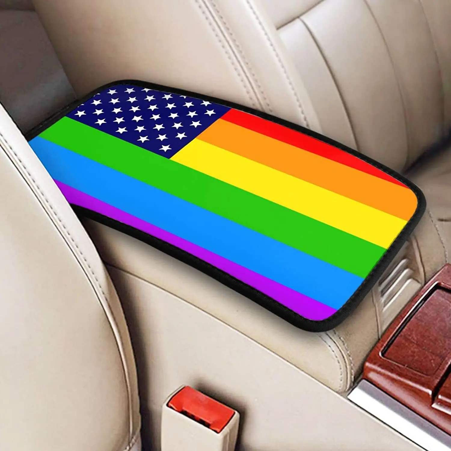 Car Center Console Cover USA Flag Automobile Armrest Cover Protector Car Decor Accessories for Most Vehicle SUV Truck