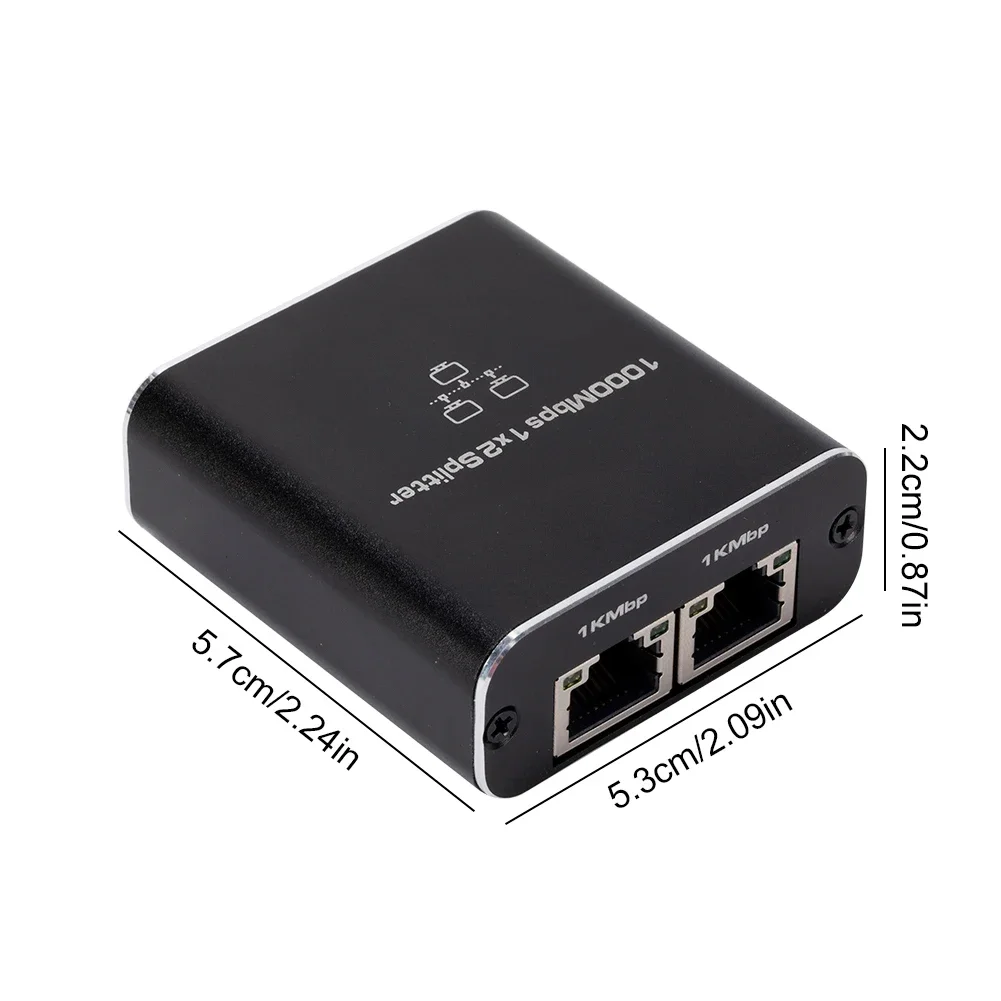 Black Aluminum Alloy Gigabit Ethernet Splitter for PC and TV