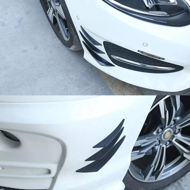 Universal Car Bumper Lip Protector Set - Black Carbon Fiber Spoiler Guards