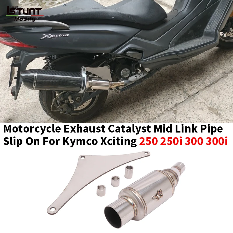 

Motorcycle Exhaust System Escape Modified Muffler Middle Link Pipe With Catalyst Slip On For Kymco Xciting 250 300 250i 300i