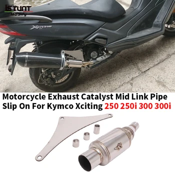 Motorcycle Exhaust System Escape Modified Muffler Middle Link Pipe With Catalyst Slip On For Kymco Xciting 250 300 250i 300i