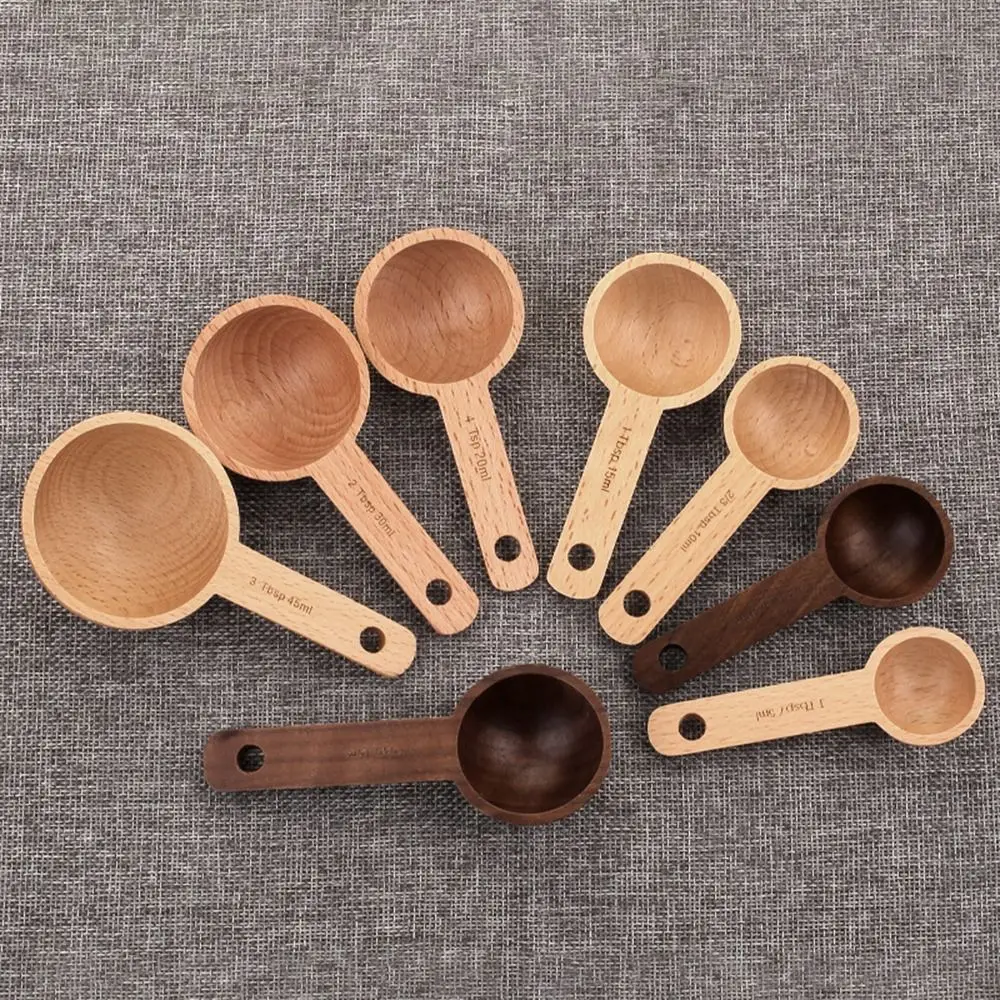 Portable Tablespoon Measuring Spoon 7.5/10/15/30/45ml Walnut Beech Wooden Spoon Tea Hangable Coffee Bean Kitchen kitchen measuring spoons measuring spoon set measuring cup and spoon set