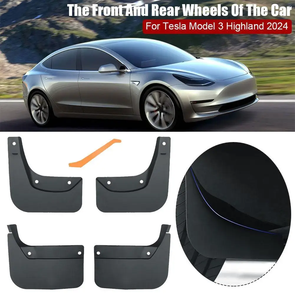 

Брызговики от грязи, брызговики для Tesla Model 3 Highland 2024, черный комплект передних и задних брызговиков из АБС-пластика