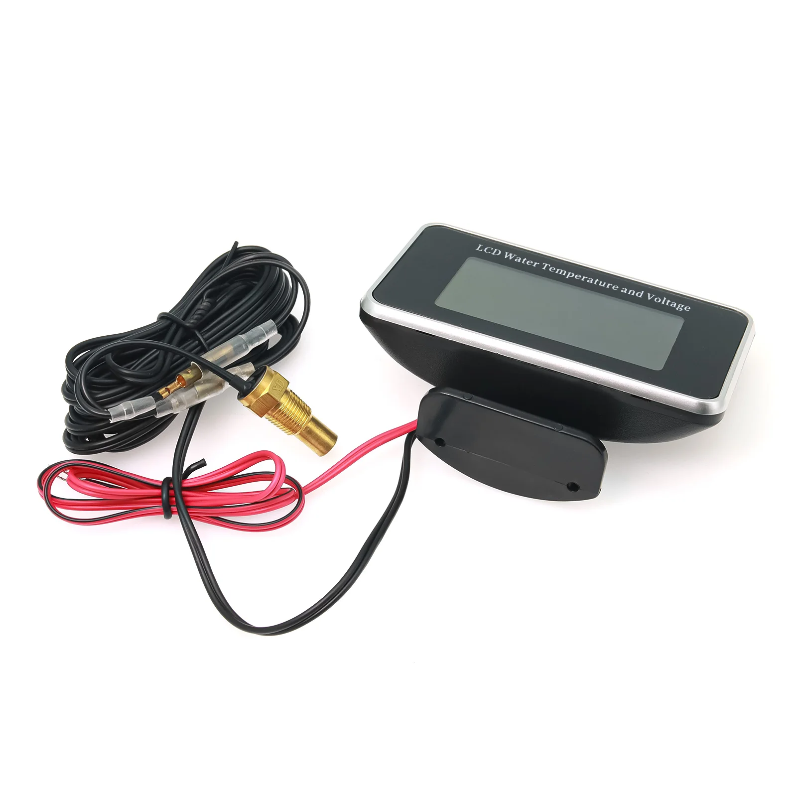 수온계 자동차 LCD 전압계+온도계 게이지 2in1 온도 및 전압계 10mm 센서 12V/24V