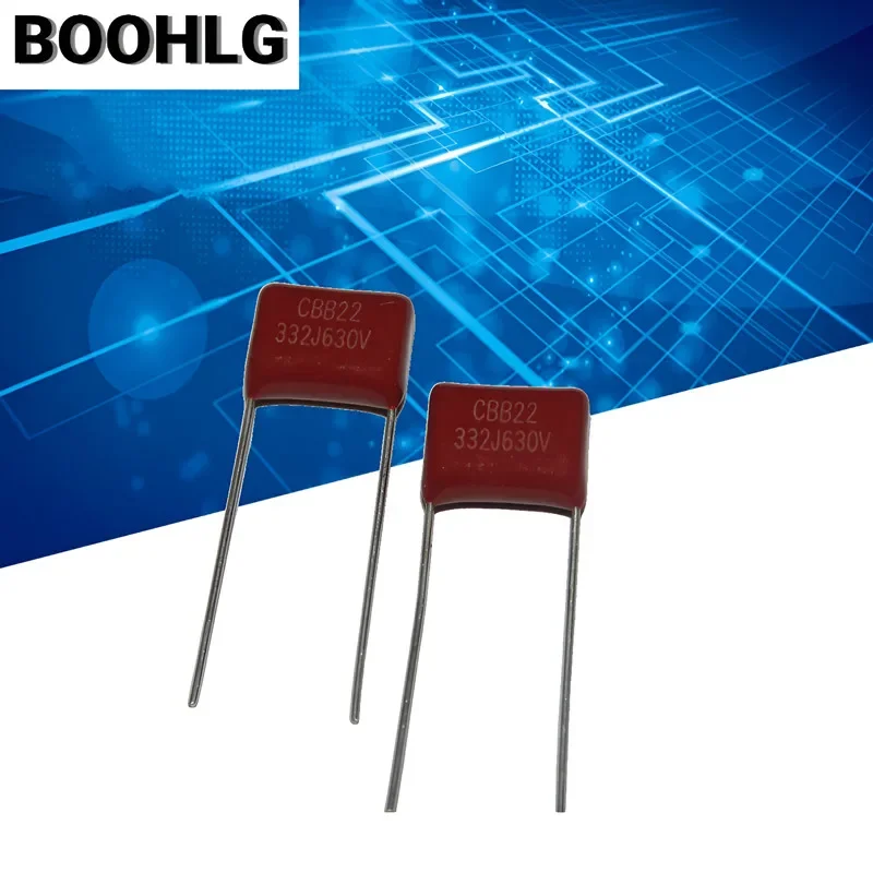 

100pcs CBB 332 630V 332J 630V 0.0033uF 3.3nF P10 CBB22 Metallized Polypropylene Film Capacitor