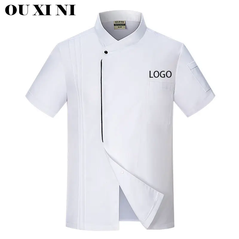 

Pizza Chef Waiter Uniform Restaurant Men's Cook Coat Short Sleeve Kitchen Workwear Shirt Catering Serve Bakery Working Clothes