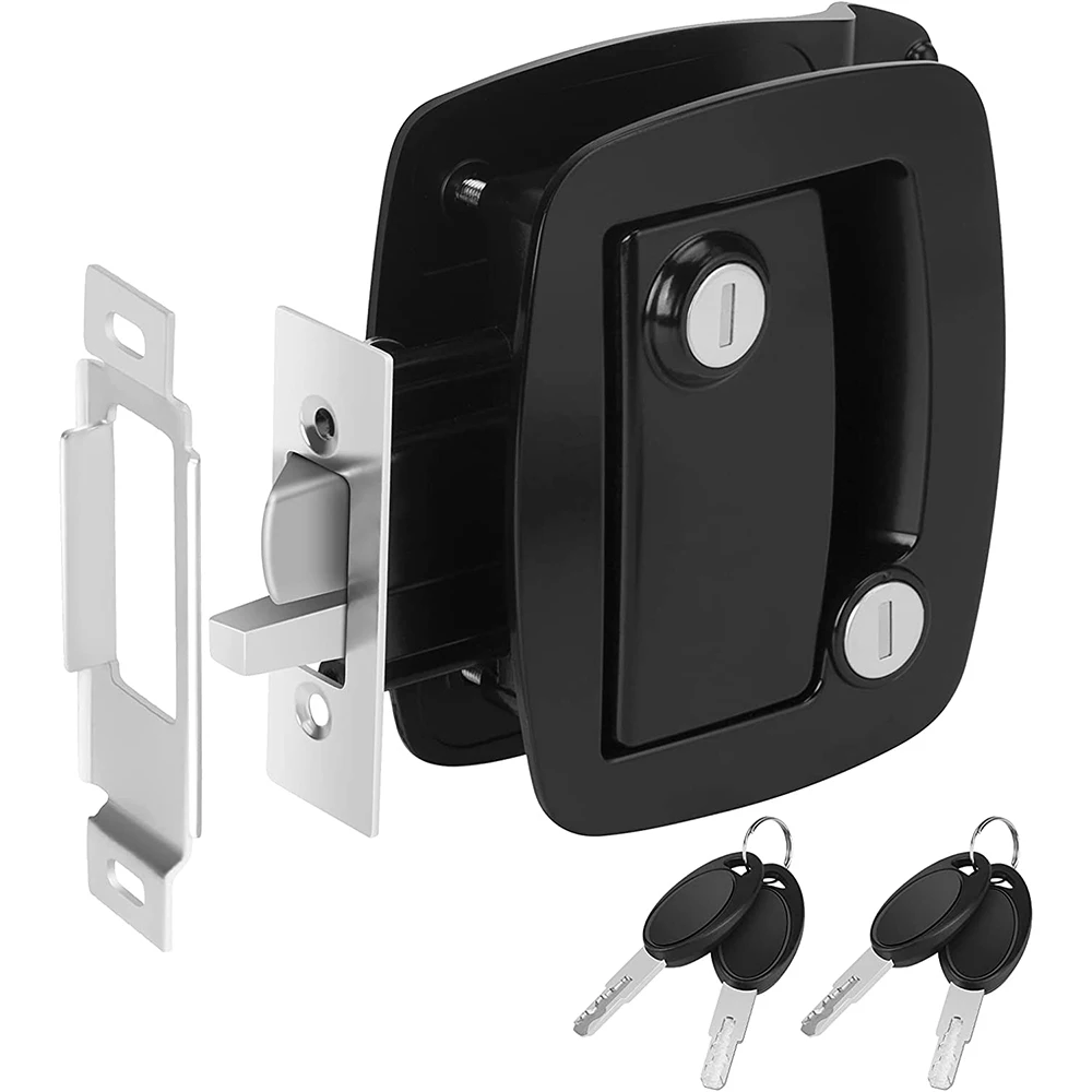 RV Travel Trailer Entry Door Lock Paddle Deadbolt Polar Black Camper Door Latch Handle with Keys RV Door Lock Replacement black uncut blade 3 buttons fliping remote car key shell no chip keyless entry transmitter case replacement for kia car keys